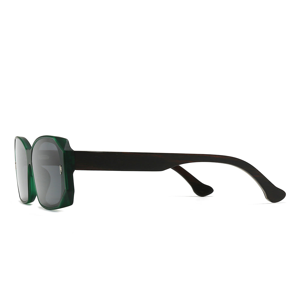 Dollger Square Wooden Temples Retro Sunglasses