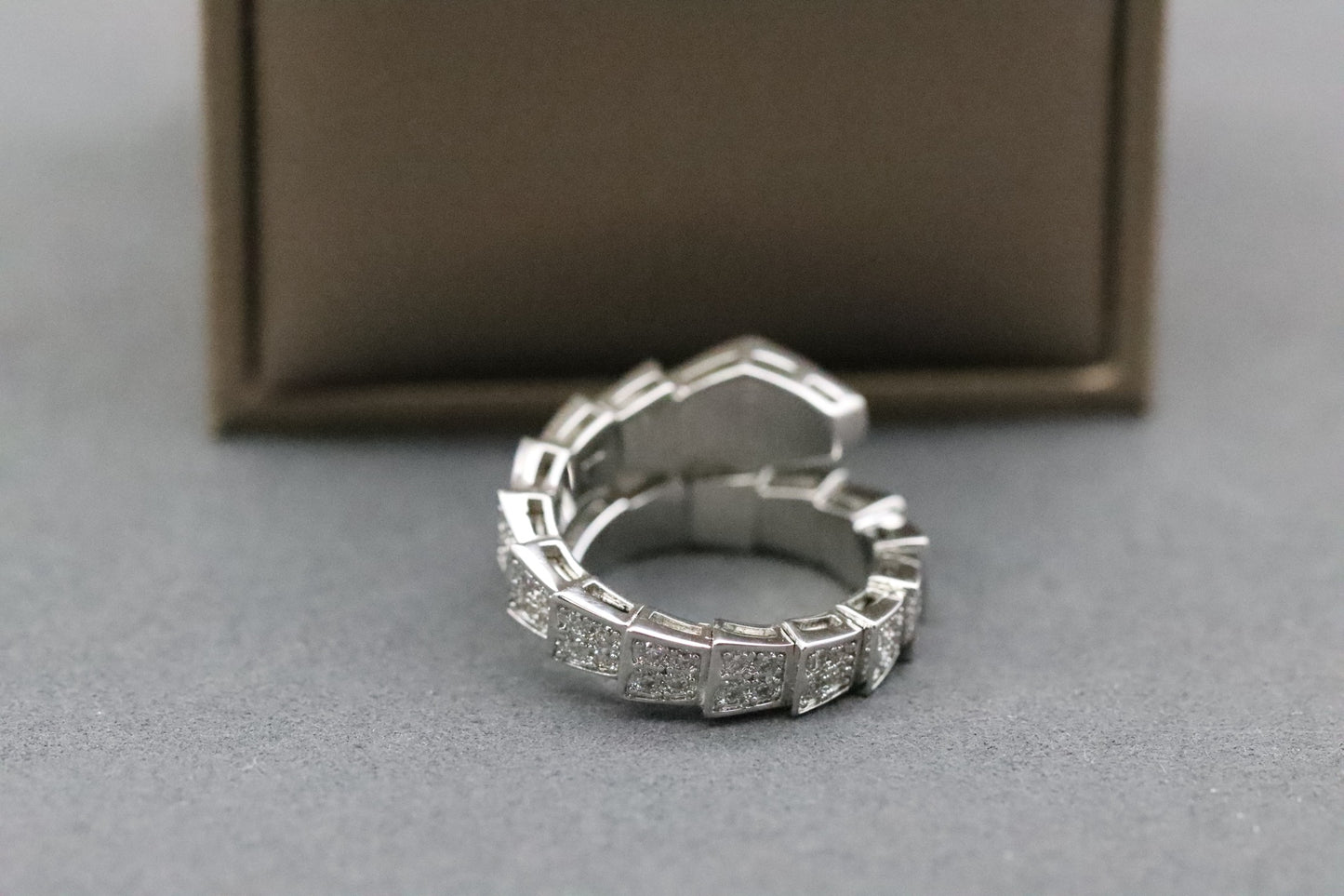 Wide diamond snake ring