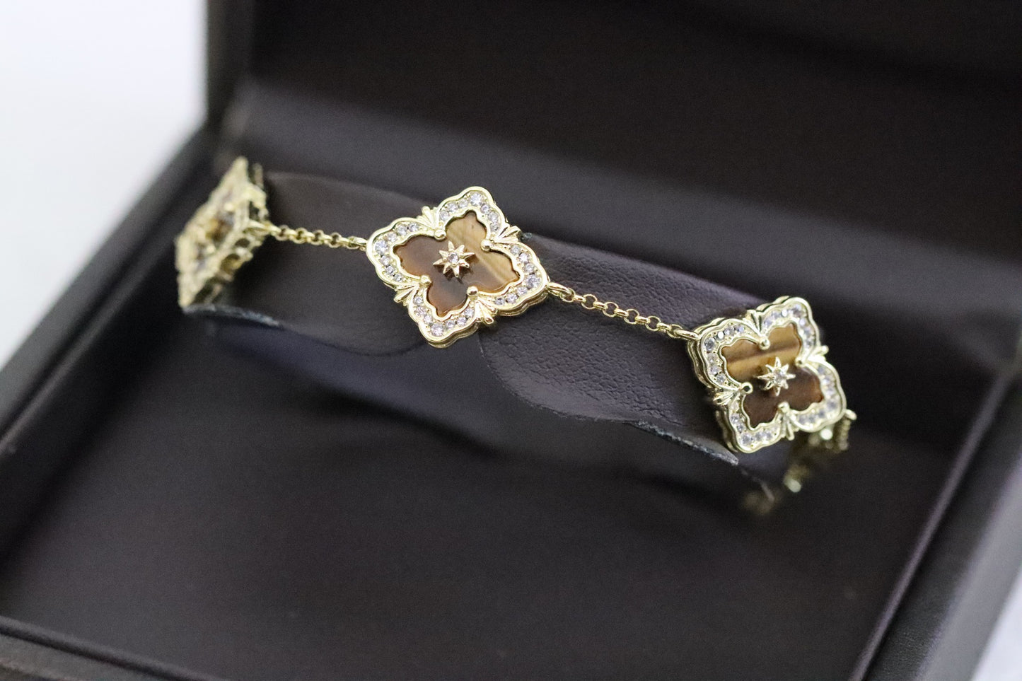 Full diamond laser four-leaf clover bracelet