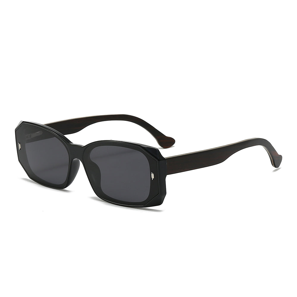 Dollger Square Wooden Temples Retro Sunglasses