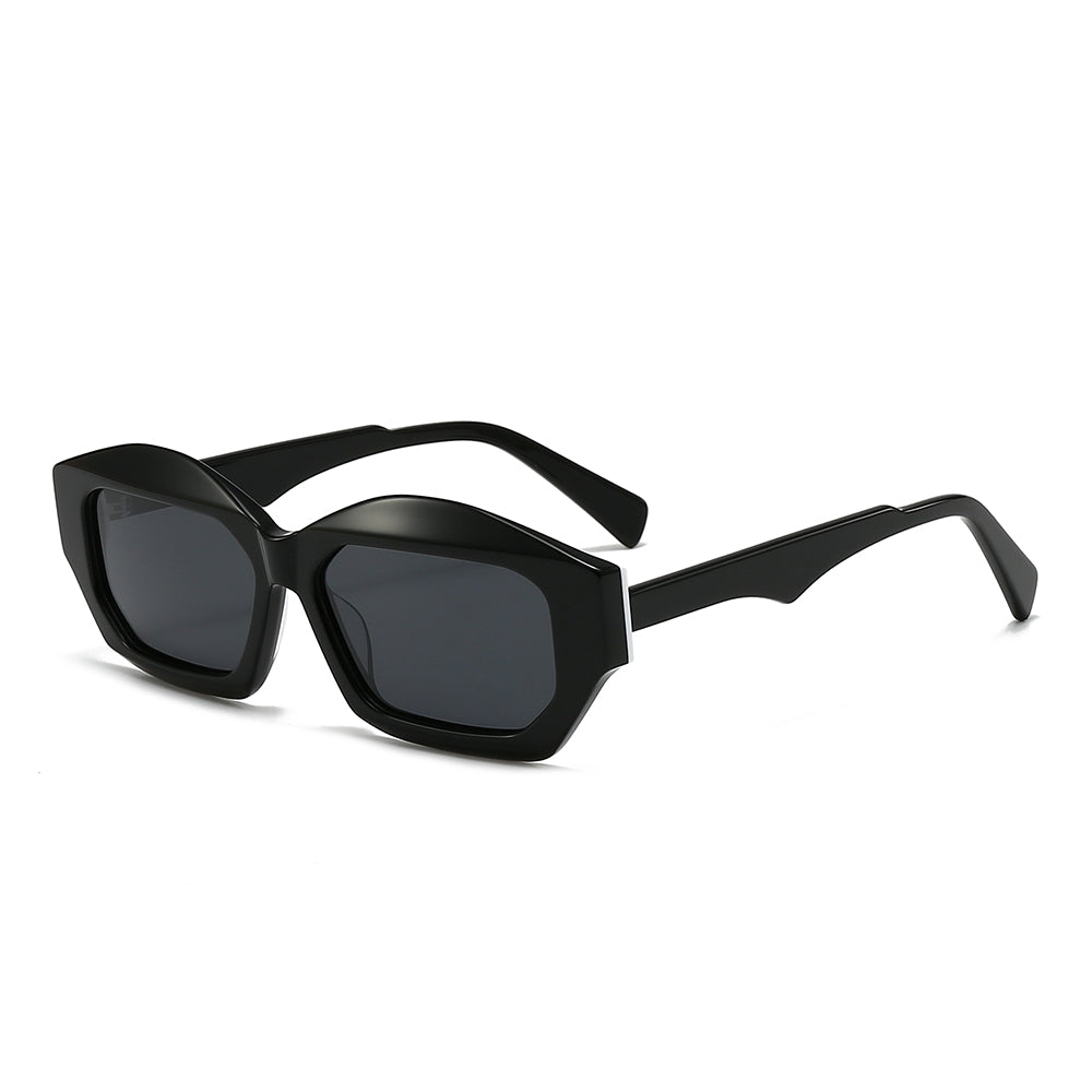 Vintage patchwork acetate polygonal cat-eye sunglasses