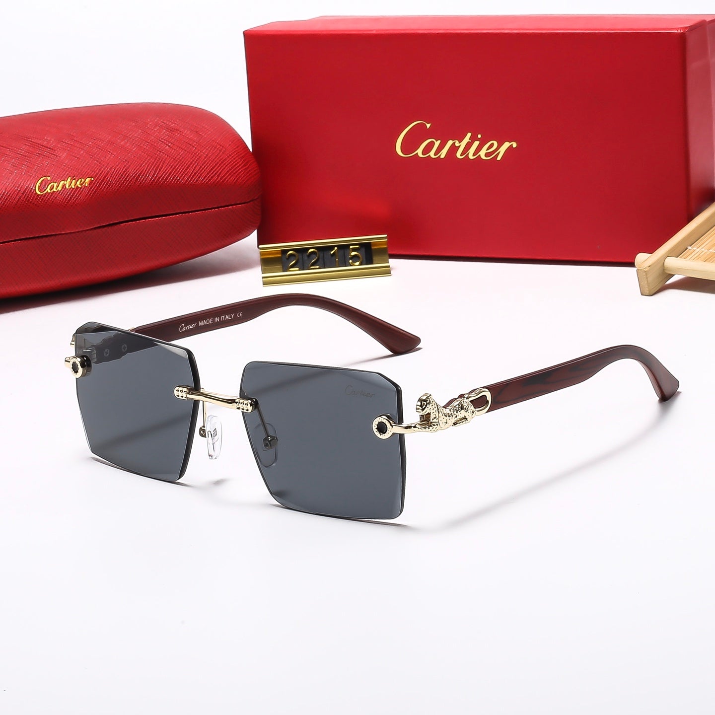 Square frameless leopard head Sunglasses 2215