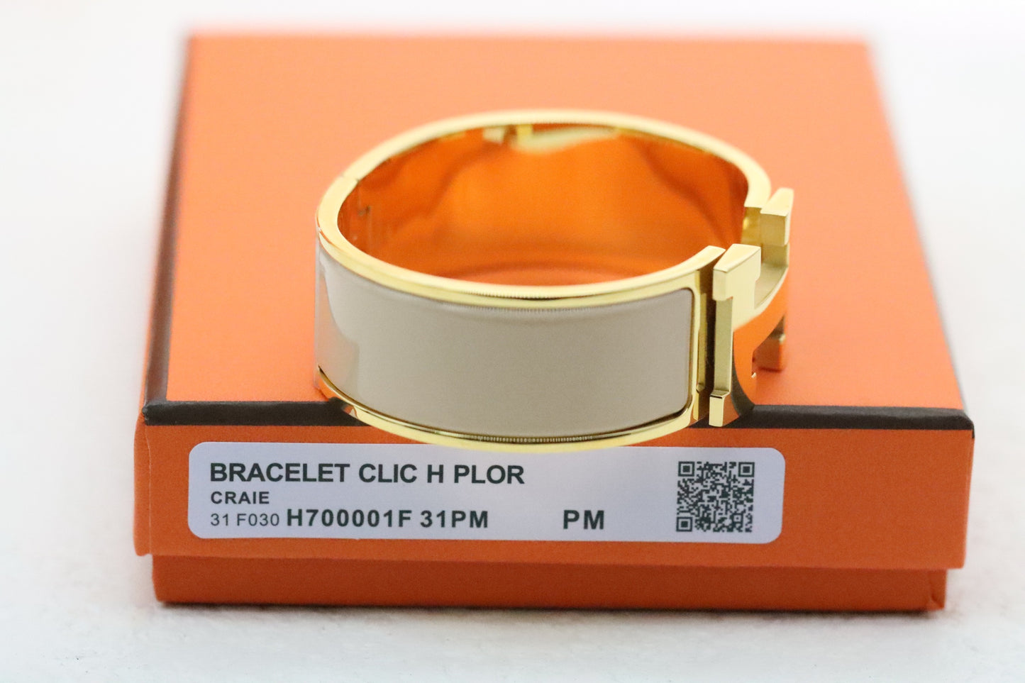 Extra wide three-color enamel bracelet