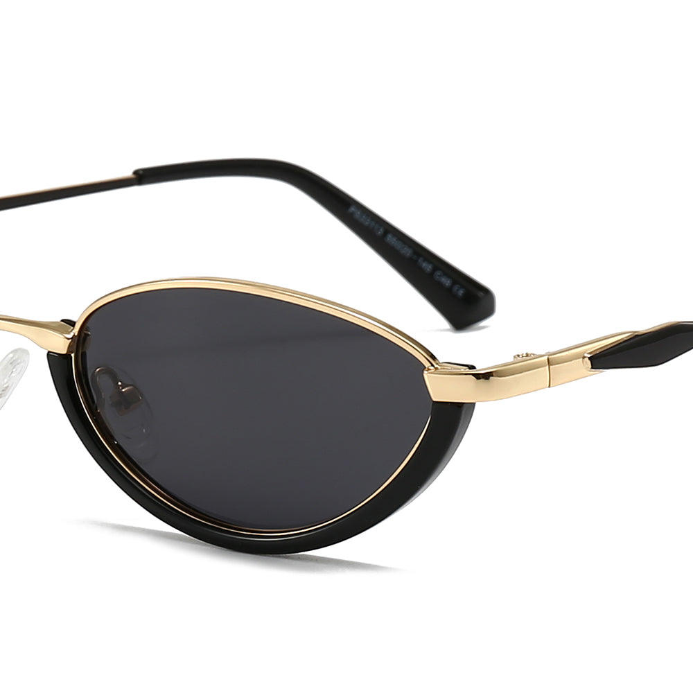 Dollger Semi-Rimless Oval Black Frame Sunglasses