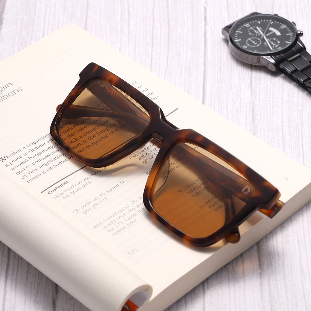 Dollger Square Hipster Acetate Square Tinted Sunglasses