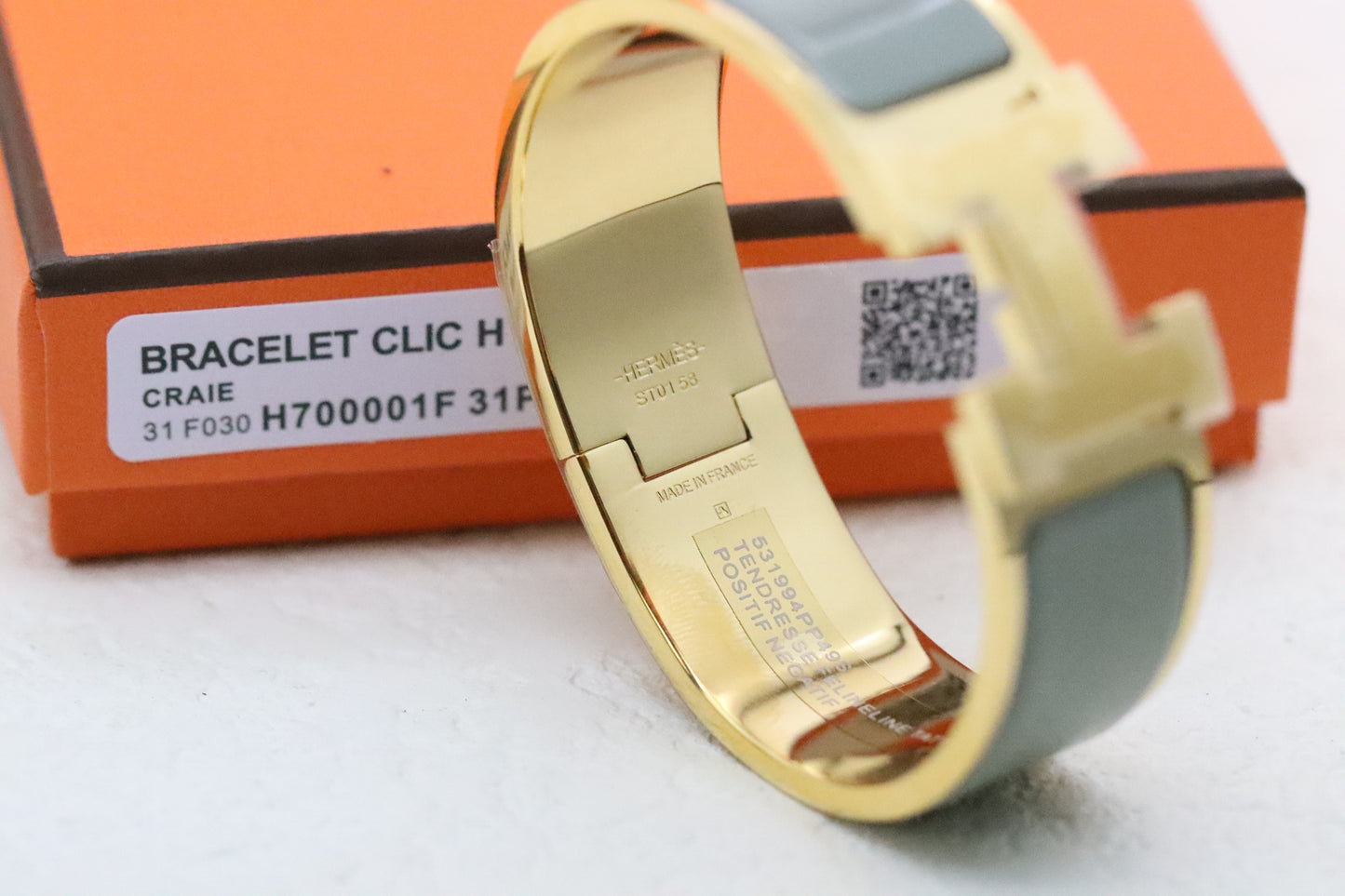 Extra wide three-color enamel bracelet