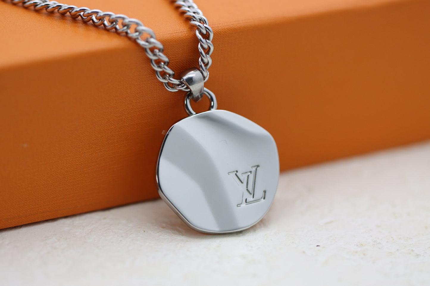 Titanium floral letter necklace