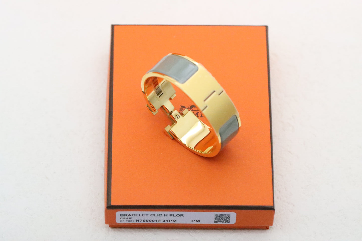 Extra wide three-color enamel bracelet