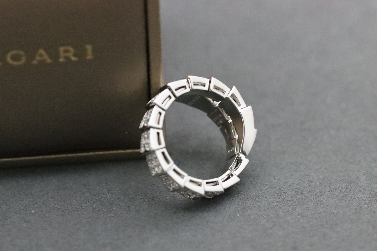 Wide diamond snake ring