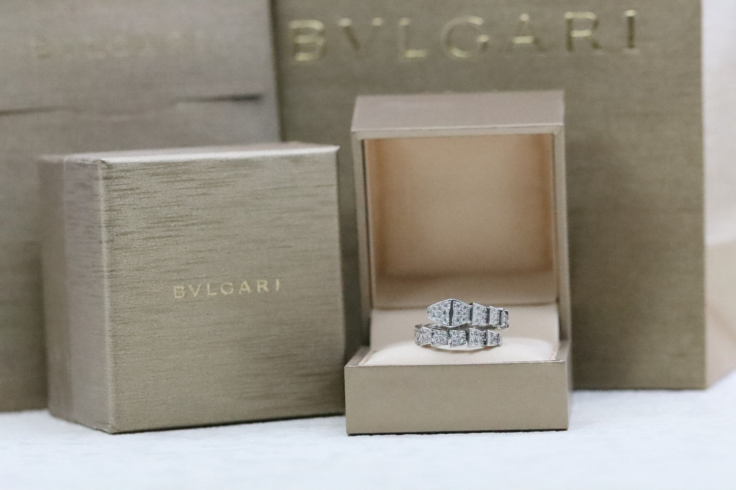 Wide diamond snake ring