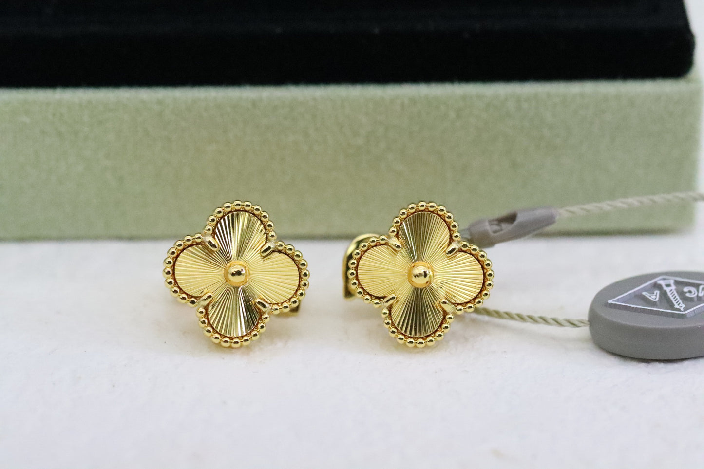 Champagne Gold Laser Four-Leaf Clover Earrings