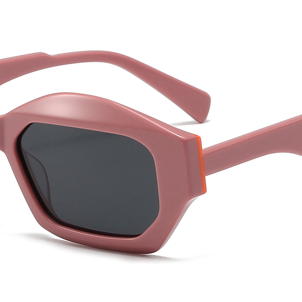 Vintage patchwork acetate polygonal cat-eye sunglasses
