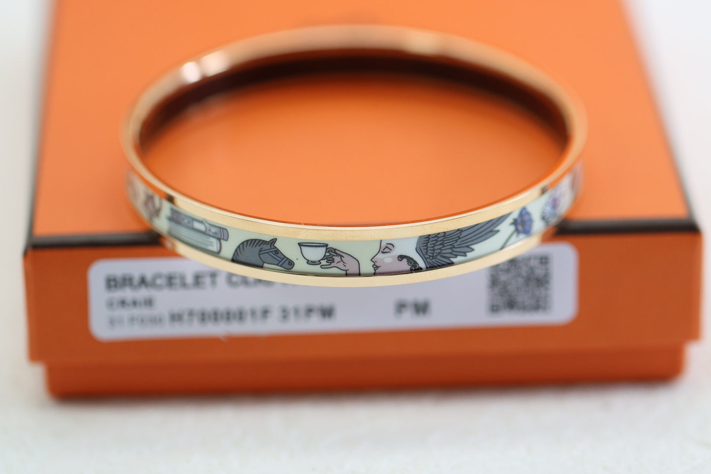 Creamy White Rabbit Enamel Bracelet