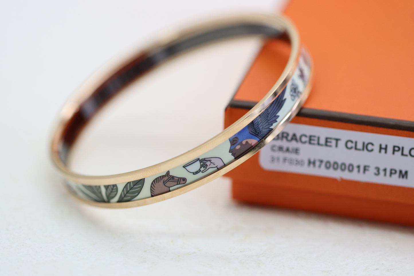 Creamy White Rabbit Enamel Bracelet