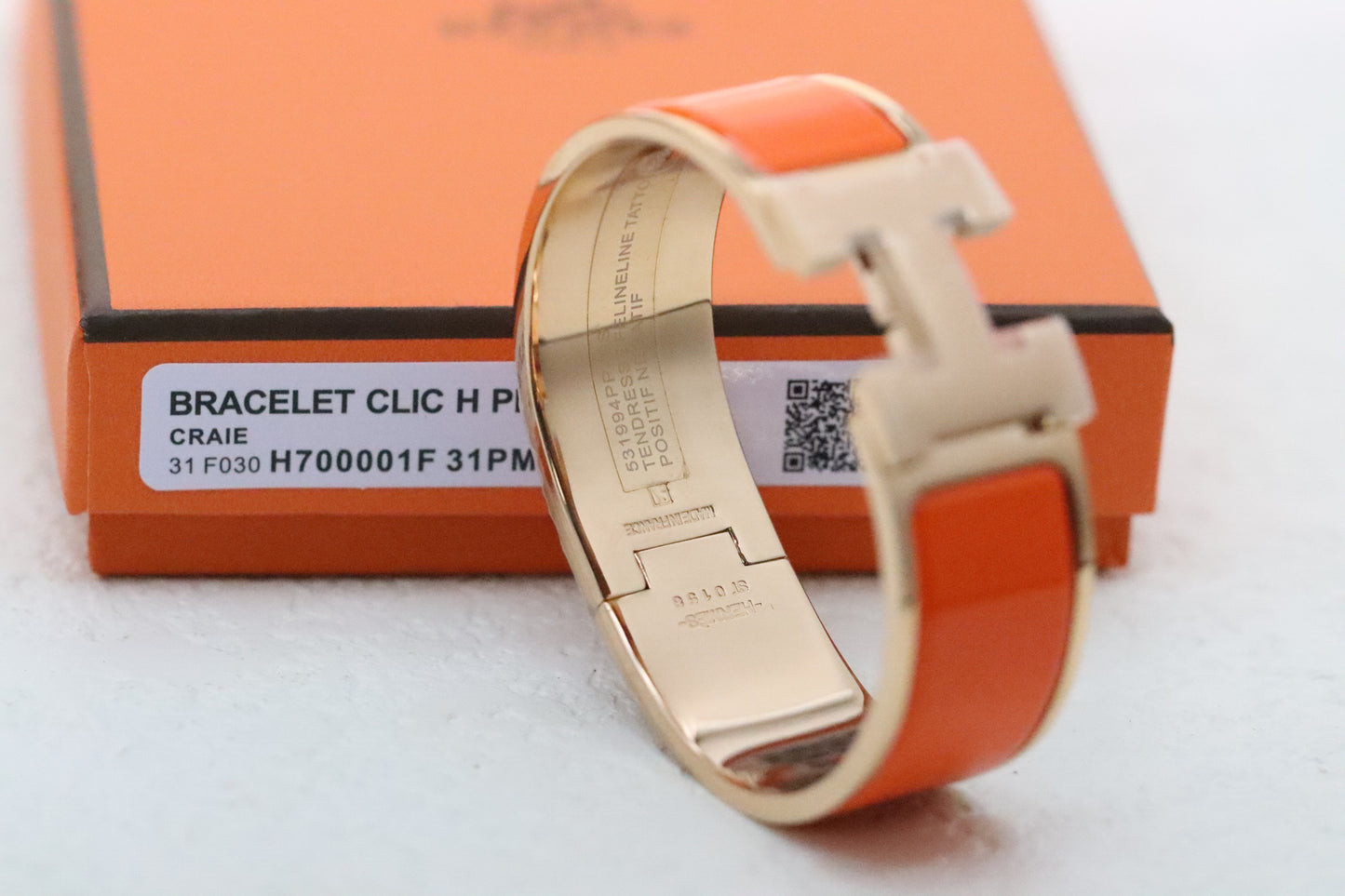 Extra wide three-color enamel bracelet