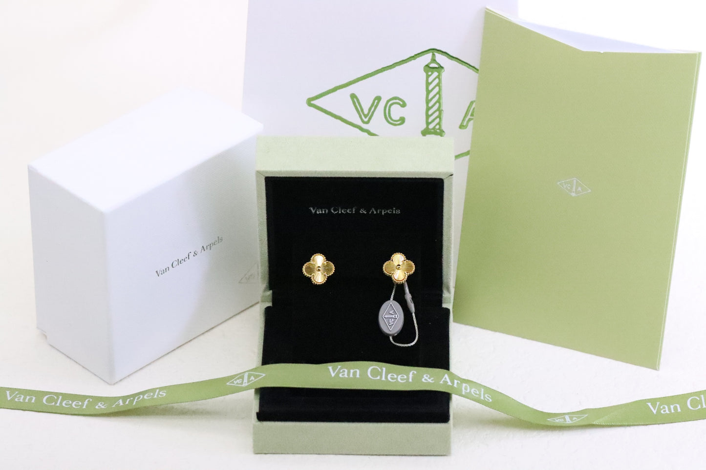 Champagne Gold Laser Four-Leaf Clover Earrings