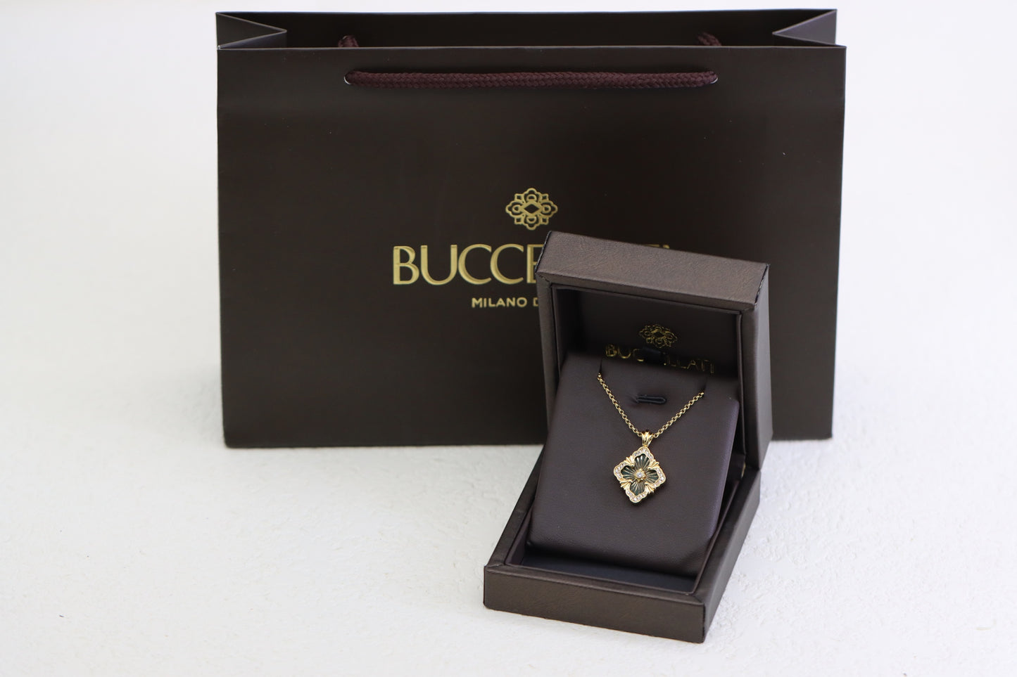 Full diamond green four-leaf clover double-sided clavicle necklace