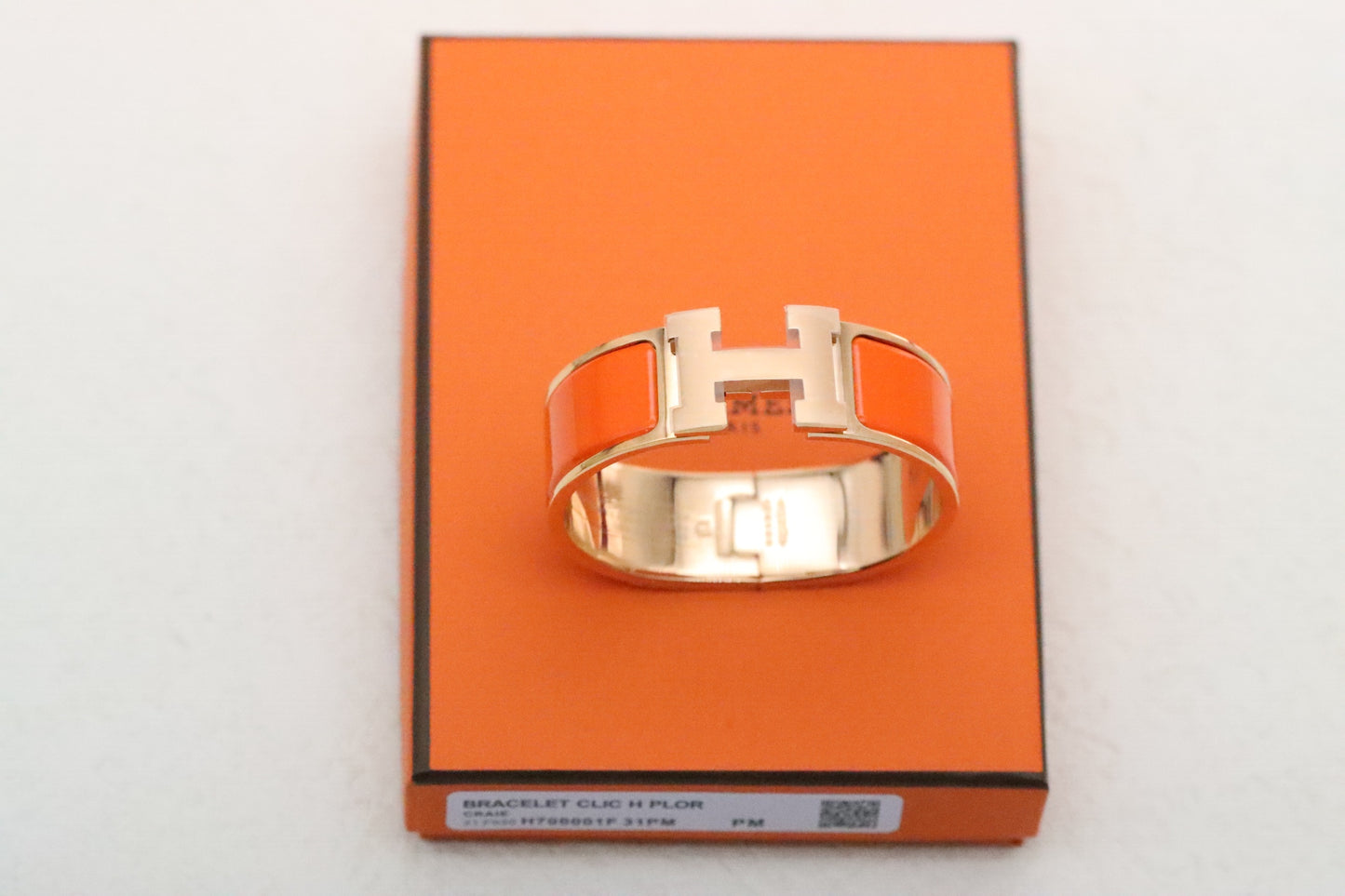 Extra wide three-color enamel bracelet
