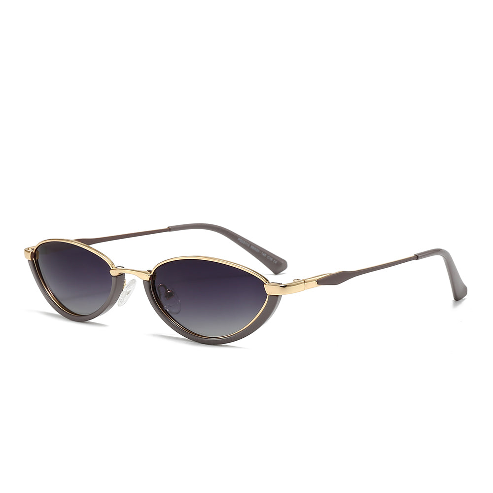 Dollger Semi-Rimless Oval Black Frame Sunglasses