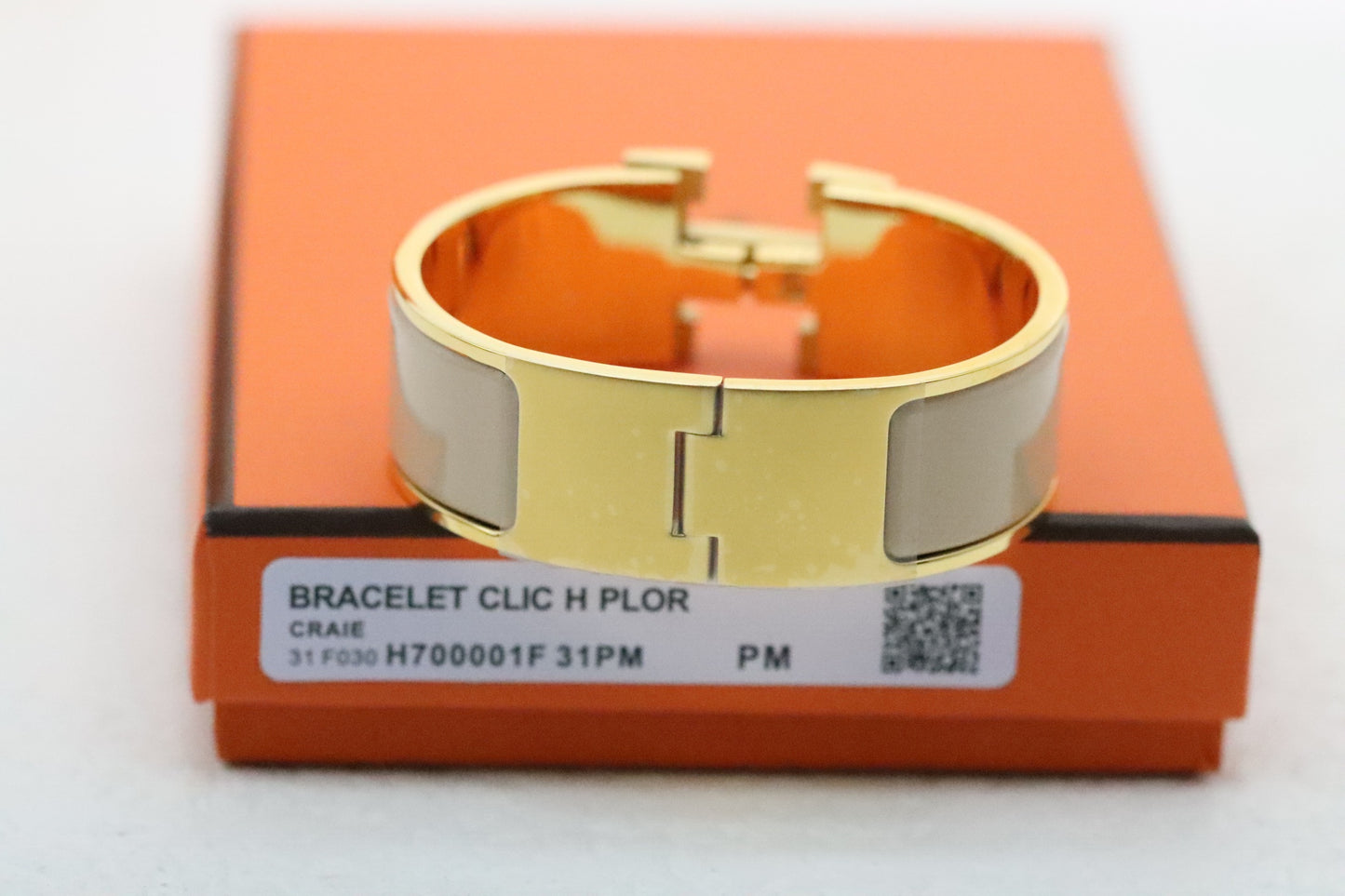Extra wide three-color enamel bracelet