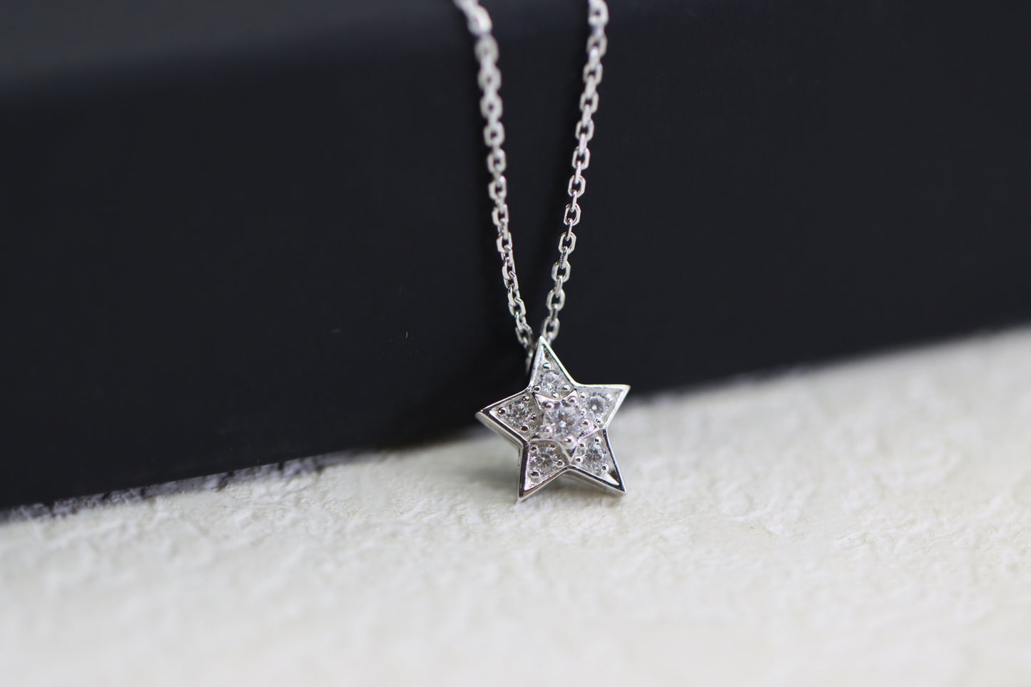 Silver Diamond Star Clavicle Necklace