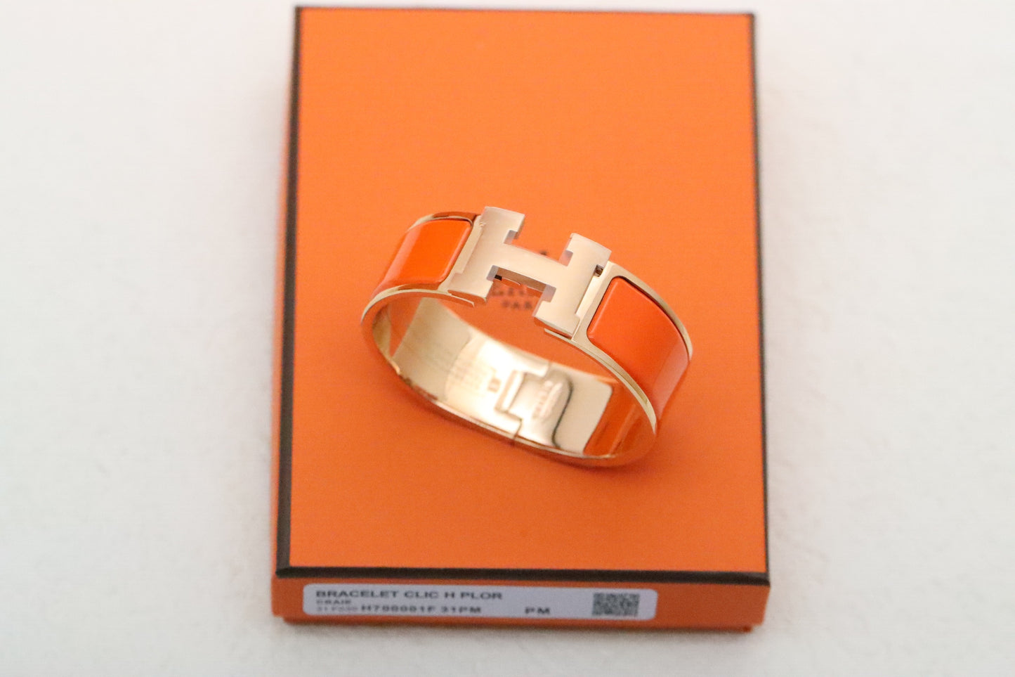 Extra wide three-color enamel bracelet