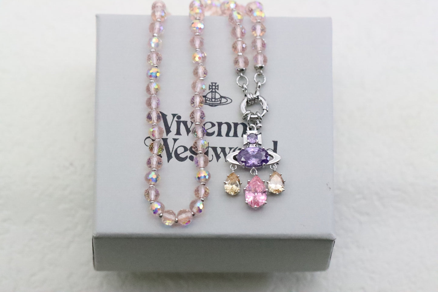 Dreamcatcher Colored Diamond Saturn Crystal Necklace