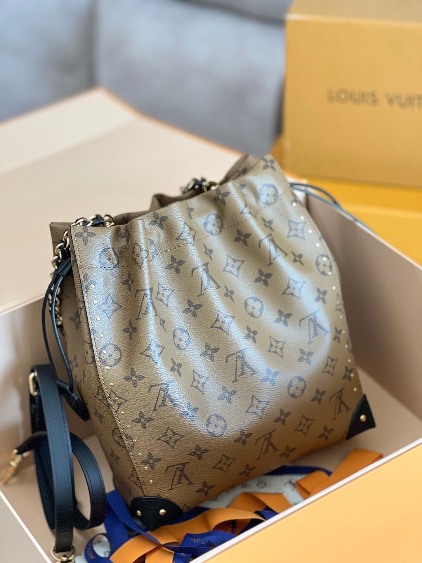 Yellow floral bucket bag