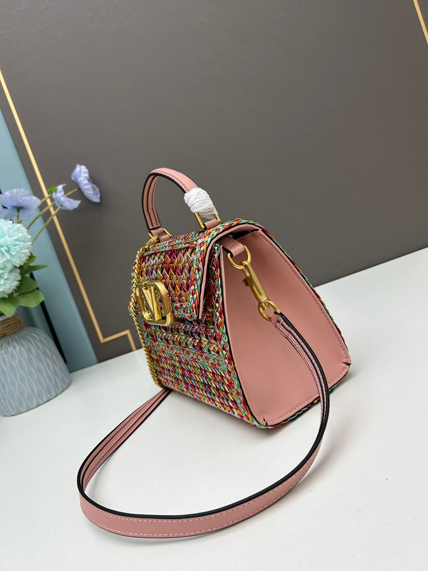 Cowhide woven bag
