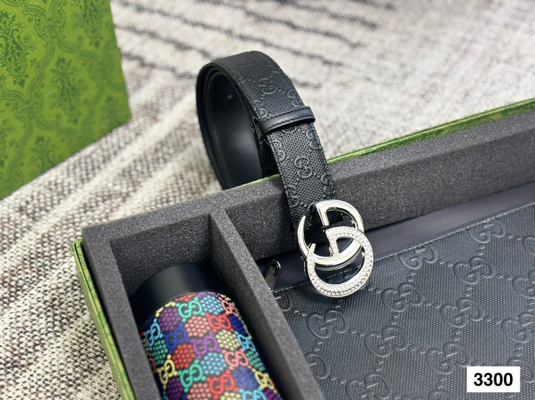 Belt + Clutch + Water Cup Set Cowhide Belt