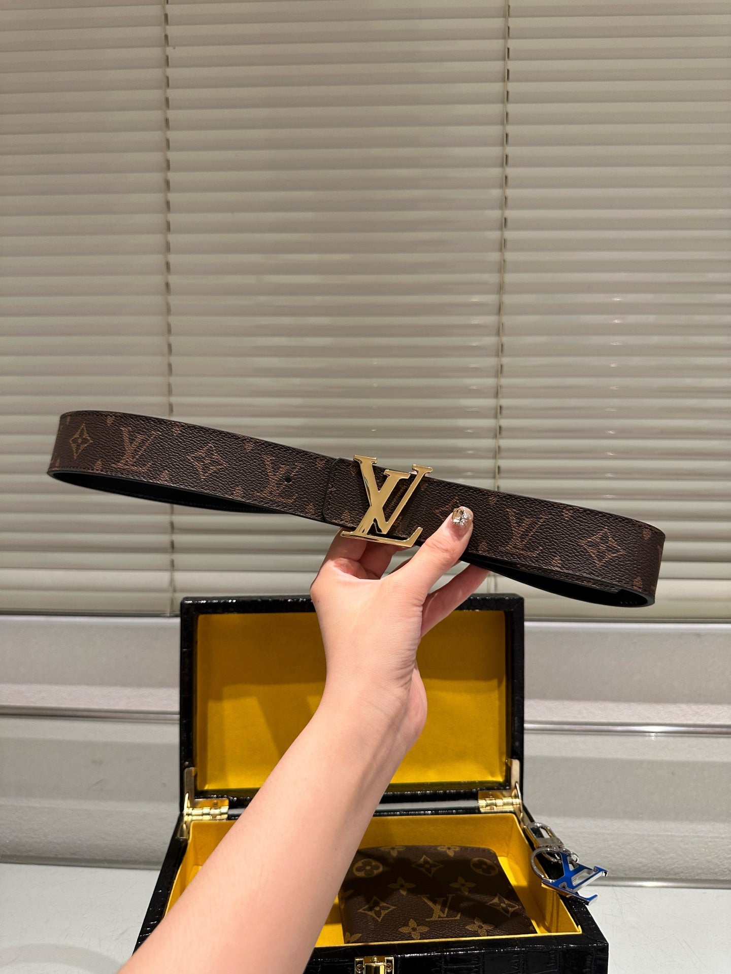 Old-fashioned suit leather belt