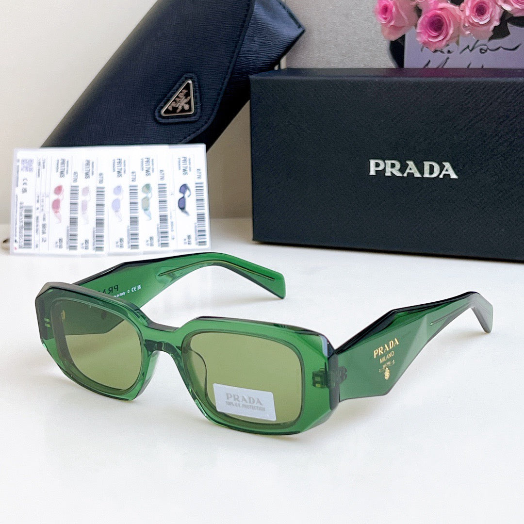 Triangle logo rectangular cut anti-glare sunglasses