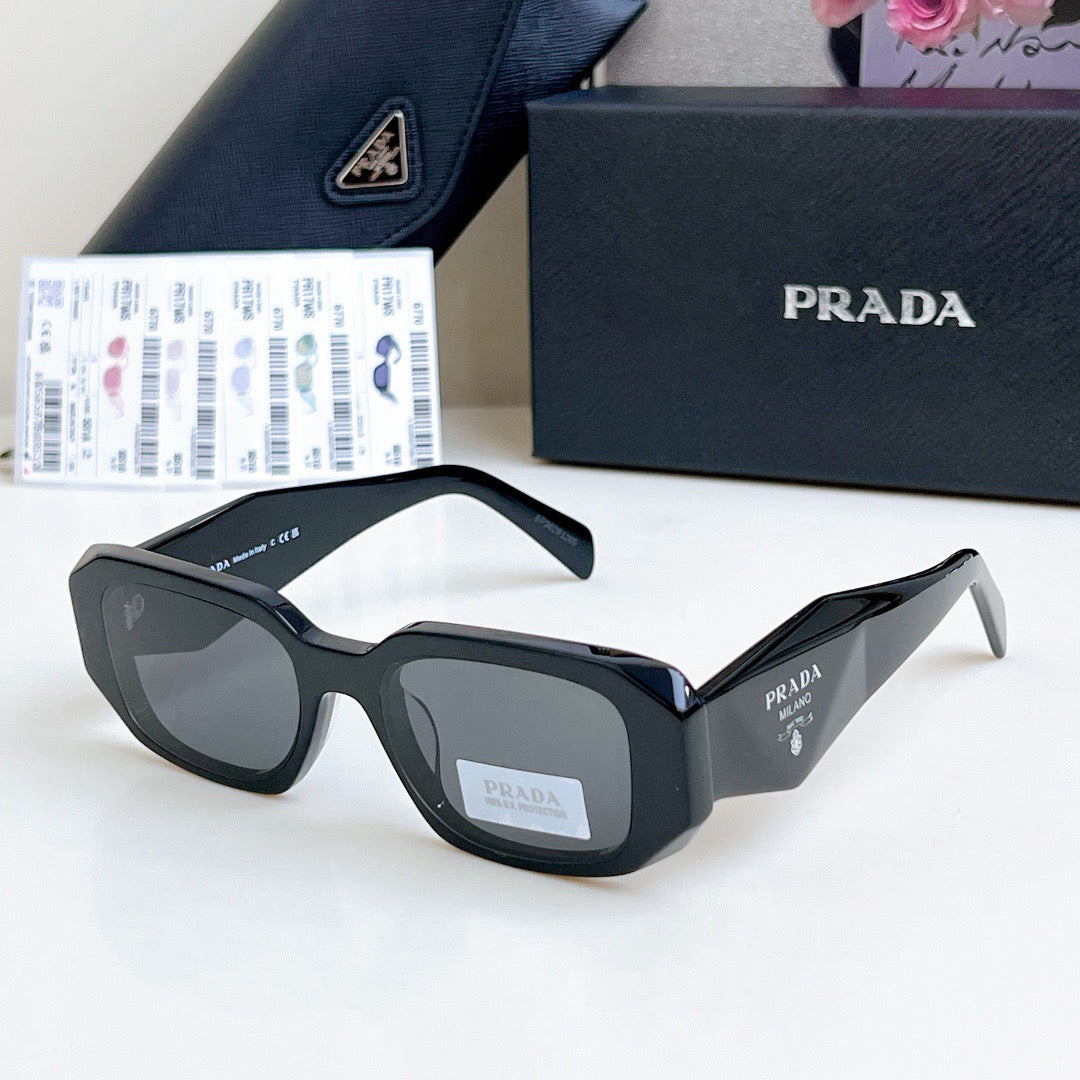 Triangle logo rectangular cut anti-glare sunglasses