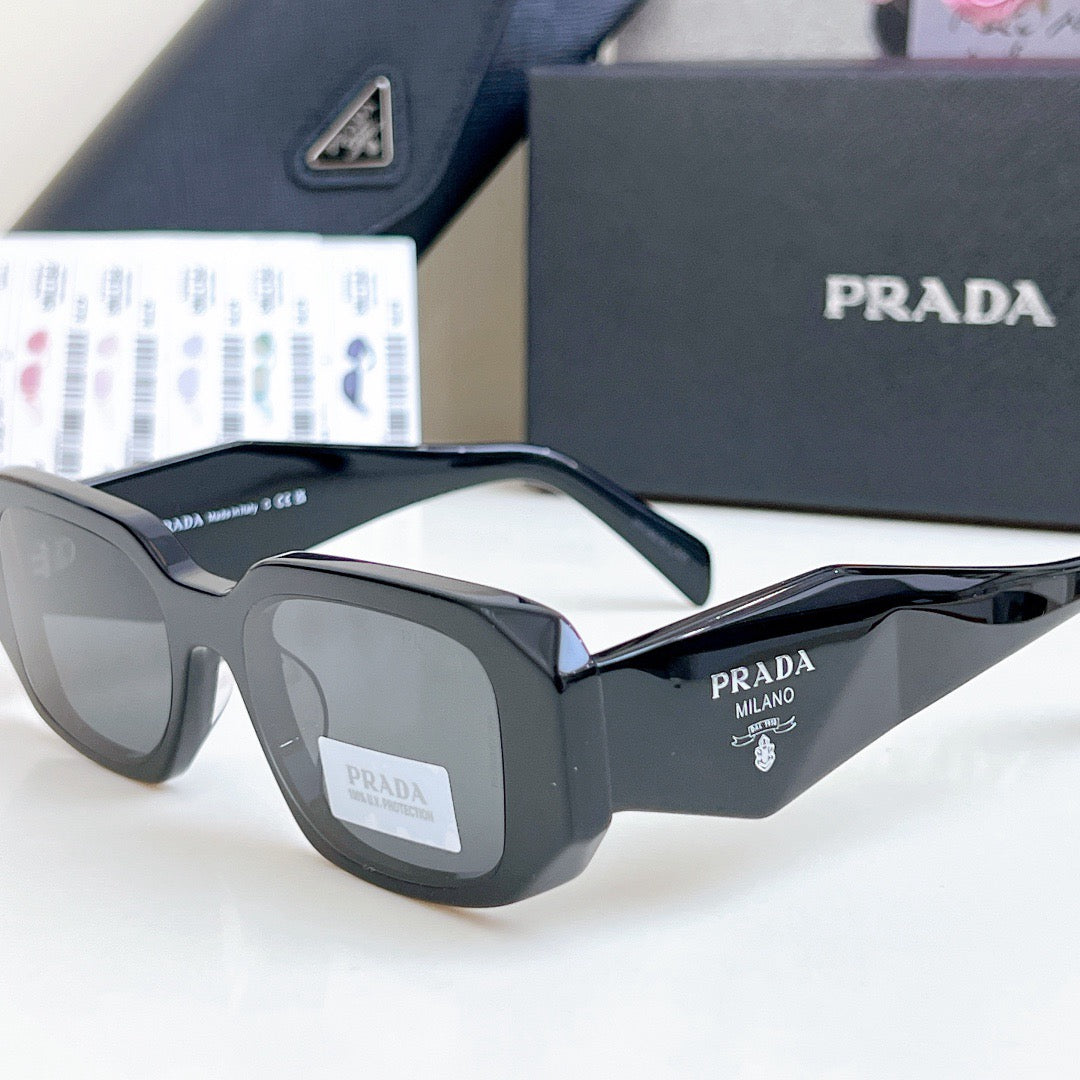 Triangle logo rectangular cut anti-glare sunglasses