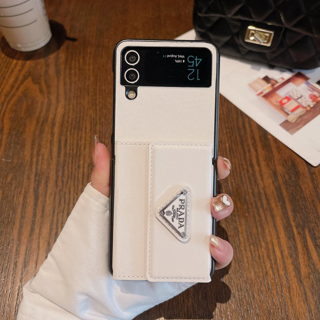 Triangle Logo Trifold Card Holder Case for Galaxy Z Flip