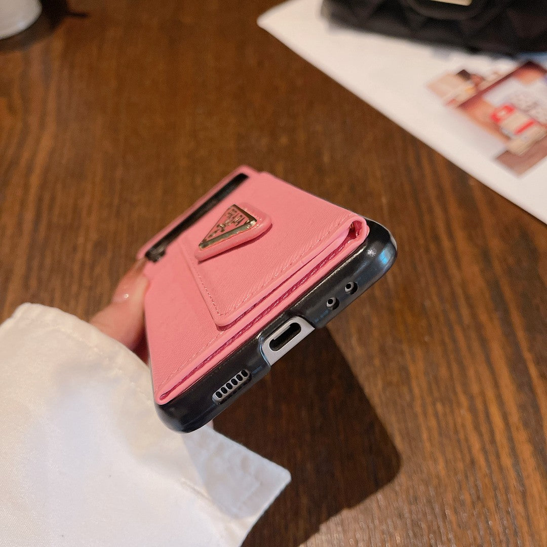 Triangle Logo Trifold Card Holder Case for Galaxy Z Flip