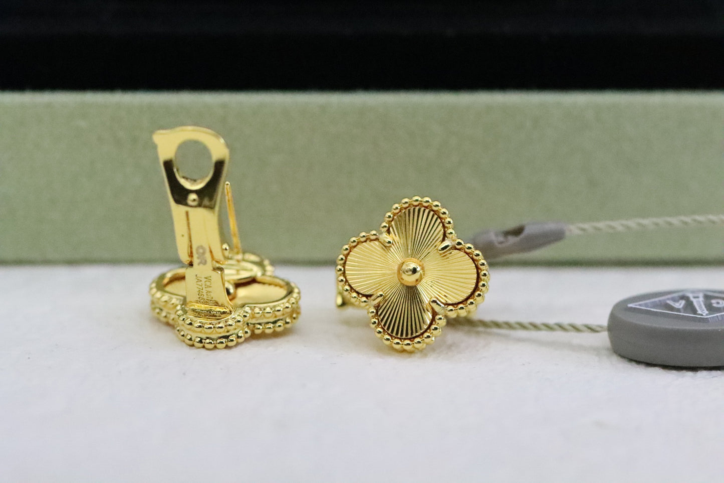 Champagne Gold Laser Four-Leaf Clover Earrings