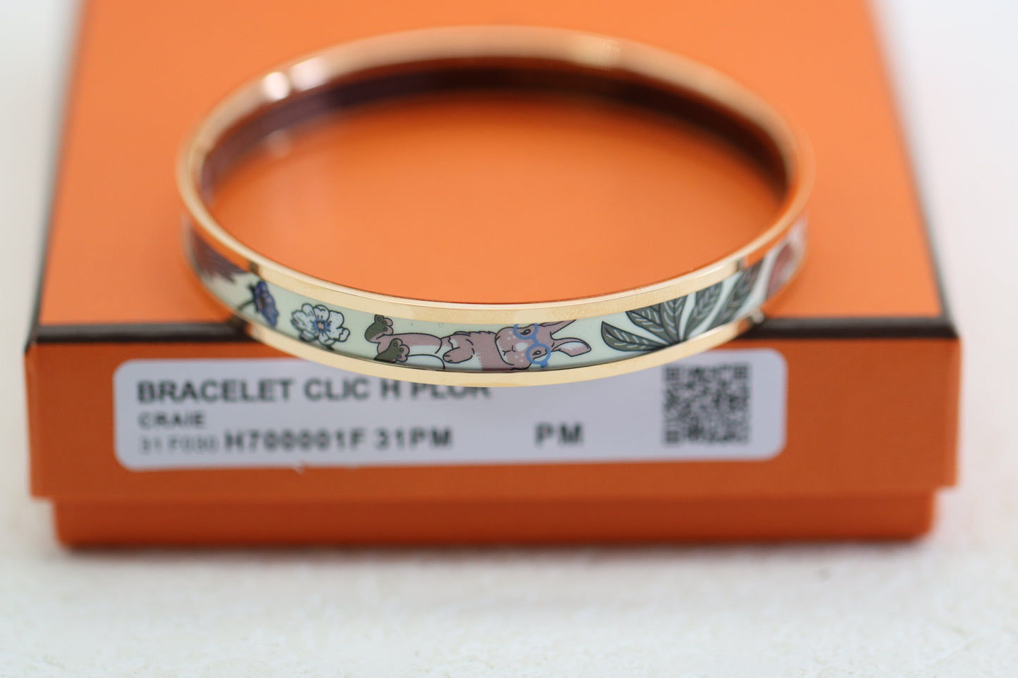 Creamy White Rabbit Enamel Bracelet