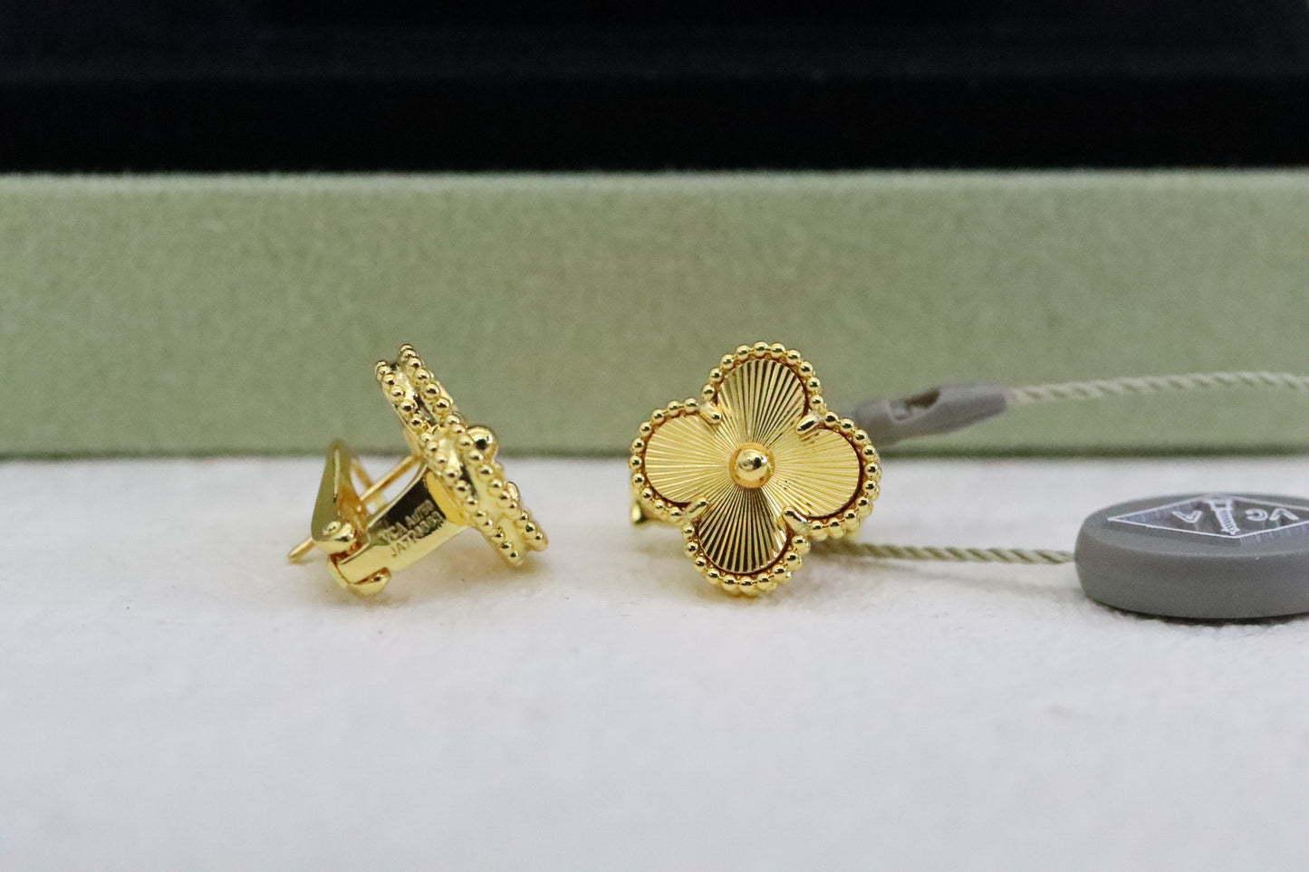 Champagne Gold Laser Four-Leaf Clover Earrings