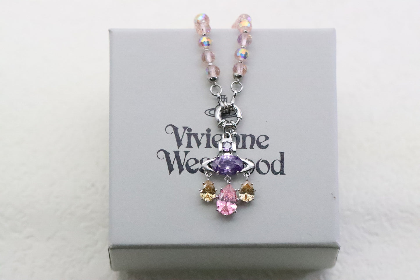 Dreamcatcher Colored Diamond Saturn Crystal Necklace