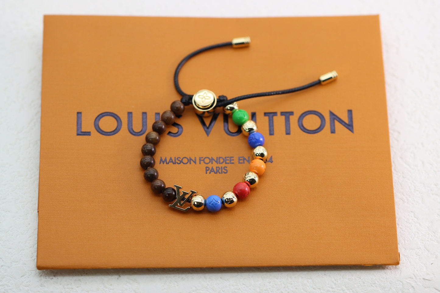 Silver Alphabet Rainbow Mahogany Beaded Bracelet