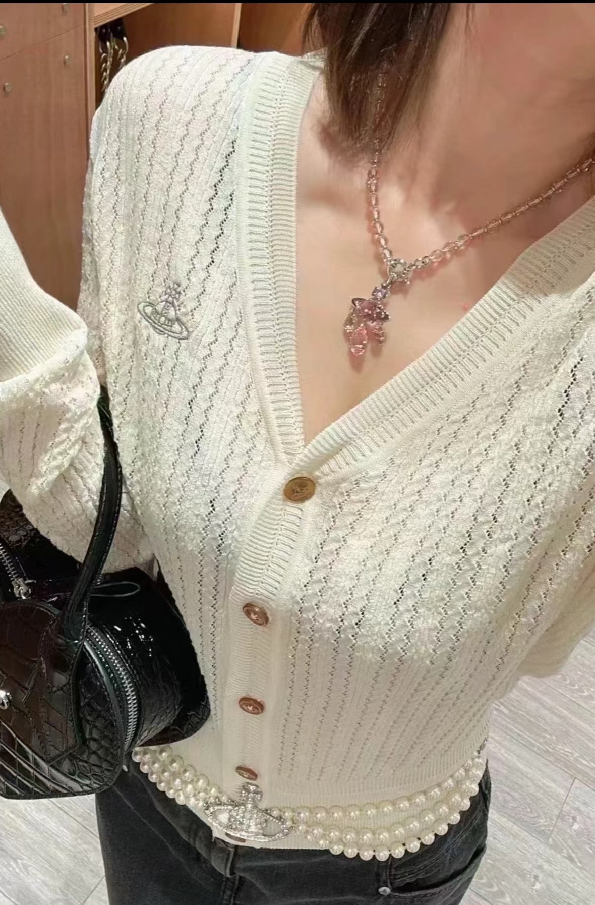 Dreamcatcher Colored Diamond Saturn Crystal Necklace