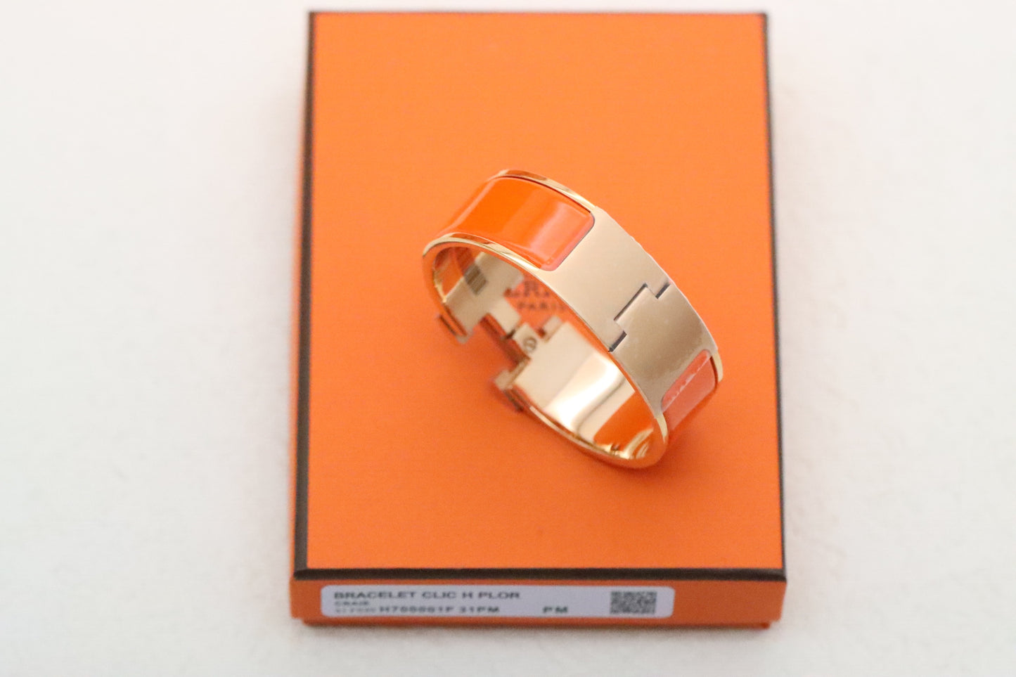 Extra wide three-color enamel bracelet