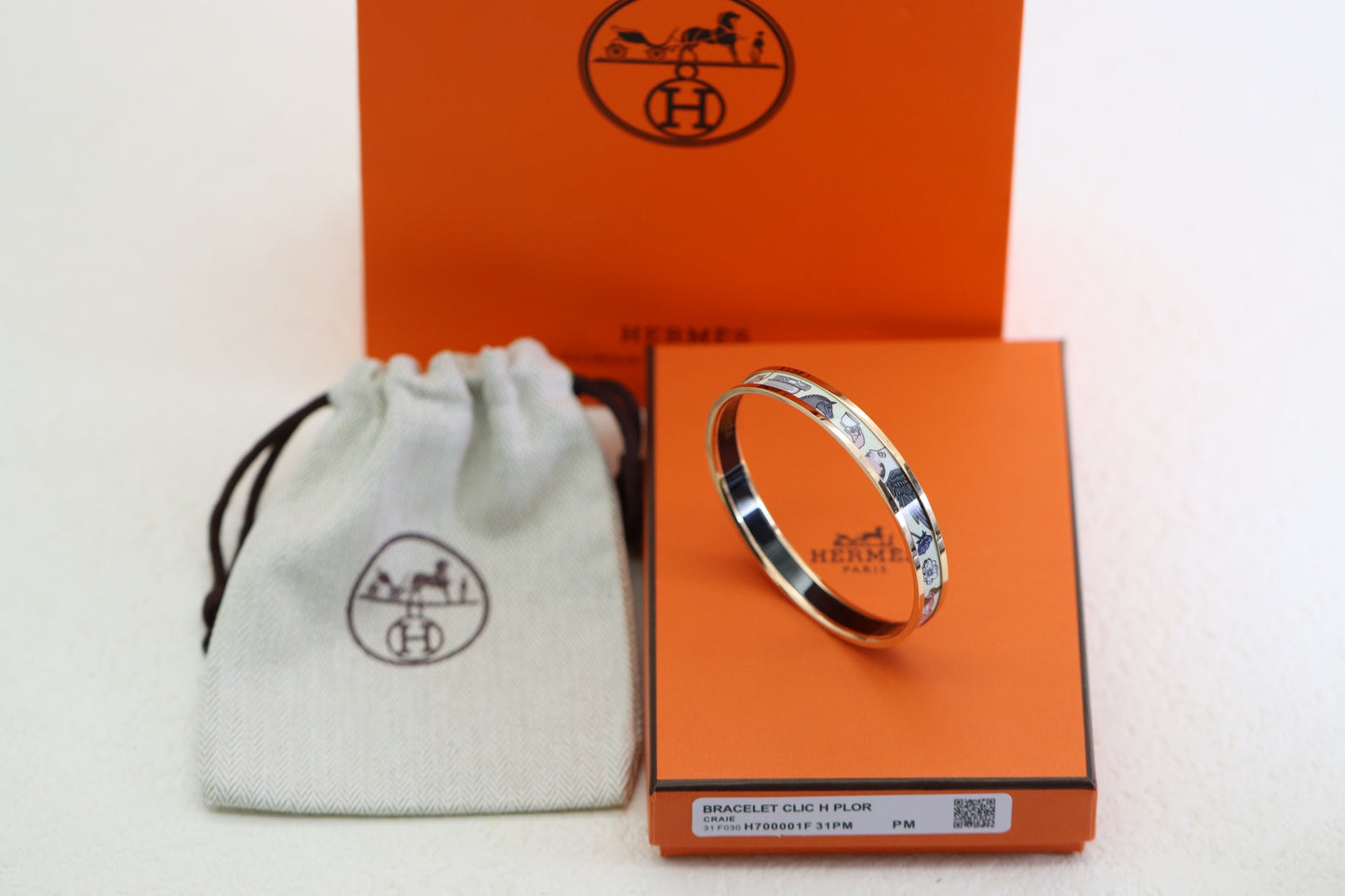 Creamy White Rabbit Enamel Bracelet