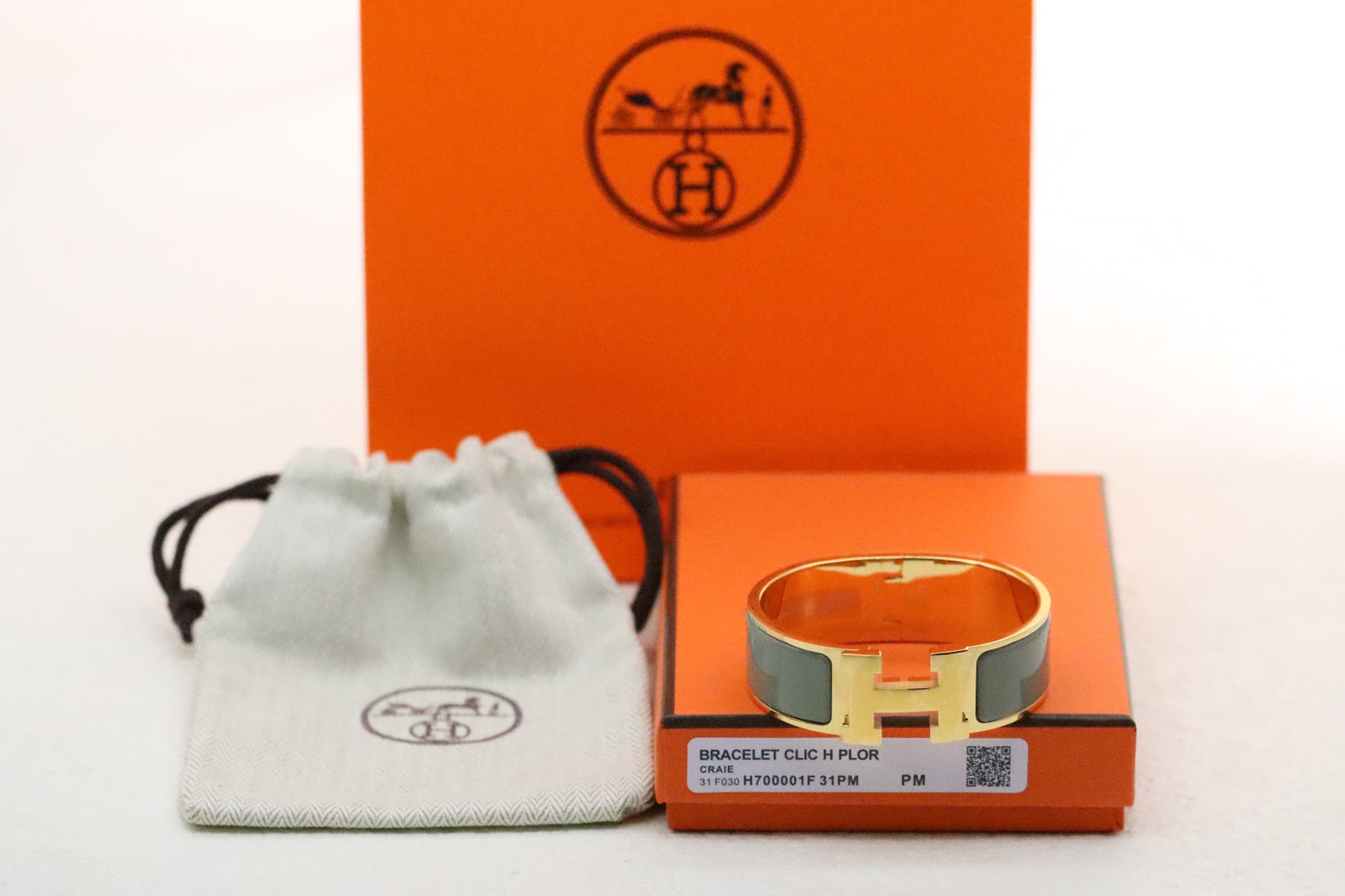 Extra wide three-color enamel bracelet