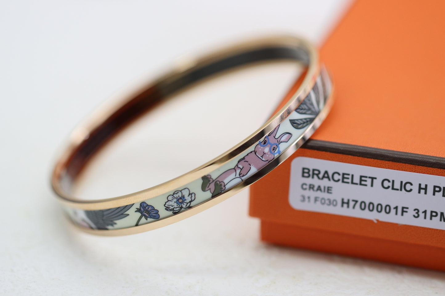 Creamy White Rabbit Enamel Bracelet