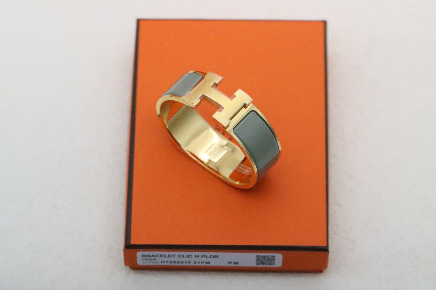 Extra wide three-color enamel bracelet