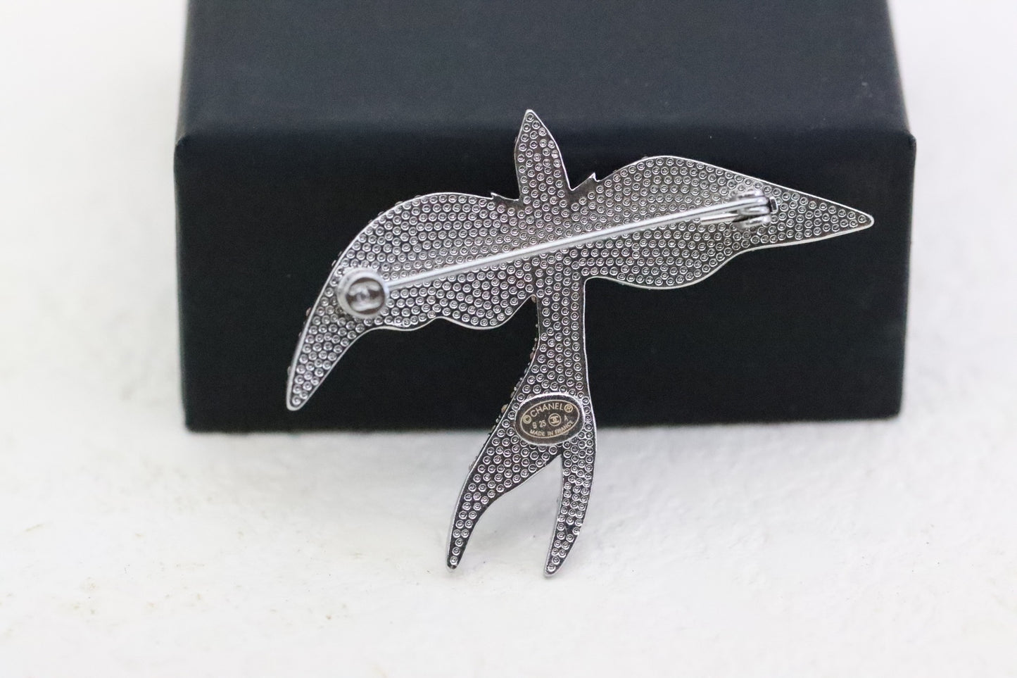 Silver Bird and Star Double C Brooch