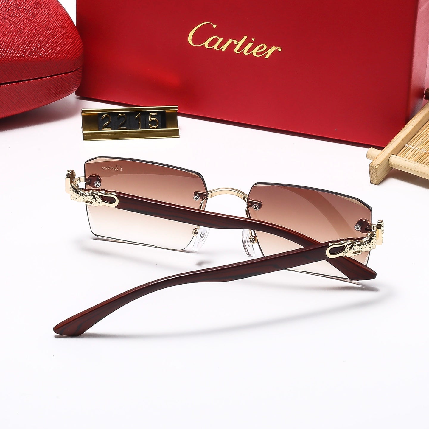 Square frameless leopard head Sunglasses 2215