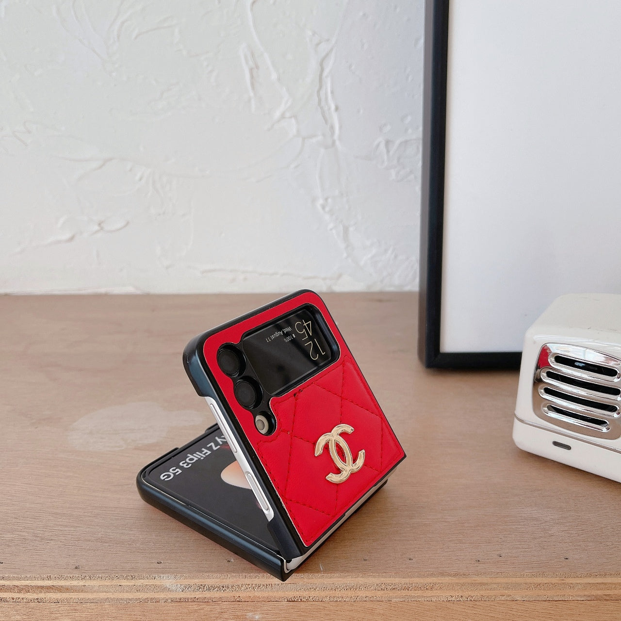 Classic Logo Leather Case for Galaxy Z Flip